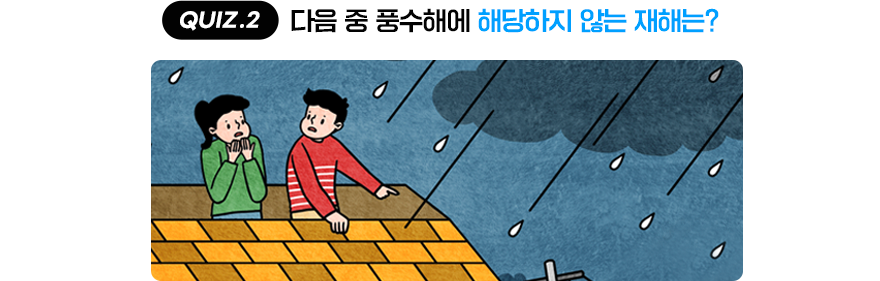 QUIZ.2 다음 중 풍수해에 해장하지 않는 재해는?
