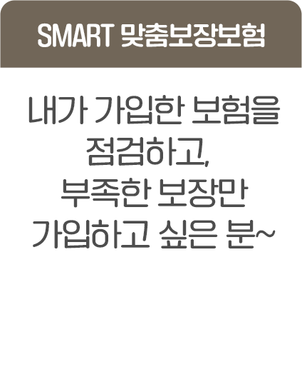 SMART 맞춤보장보험 내가 가입한 보험을 점검하고, 부족한 보장만 가입하고 싶은 분~