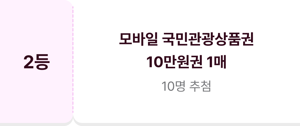 2등 모바일 국민관광상품권 10만원권 1매 10명 추첨