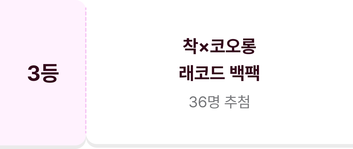 3등 레코드 x CHAC 콜라보 백팩 36명 추첨