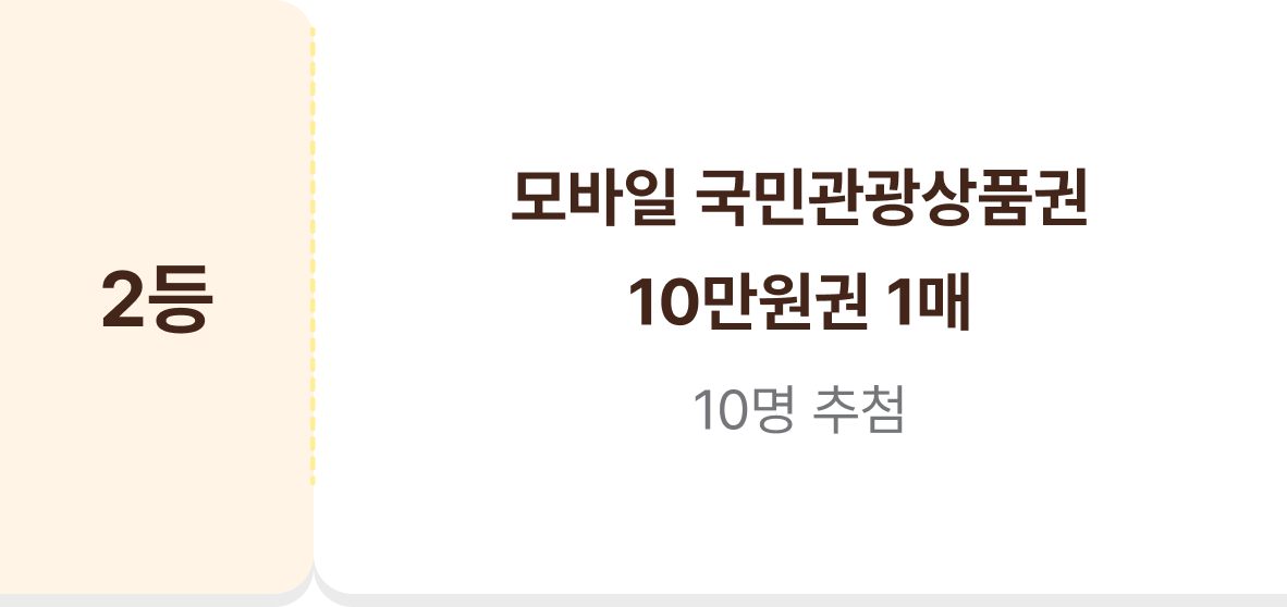 2등 모바일 국민관광상품권 10만원권 1매 10명 추첨