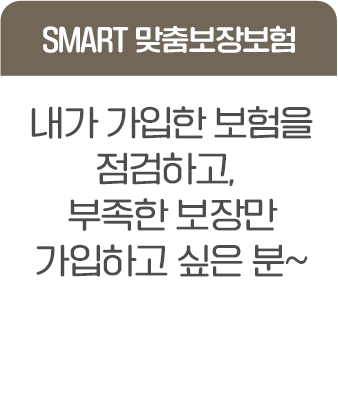 SMART 맞춤보장보험 내가 가입한 보험을 점검하고, 부족한 보장만 가입하고 싶은 분~